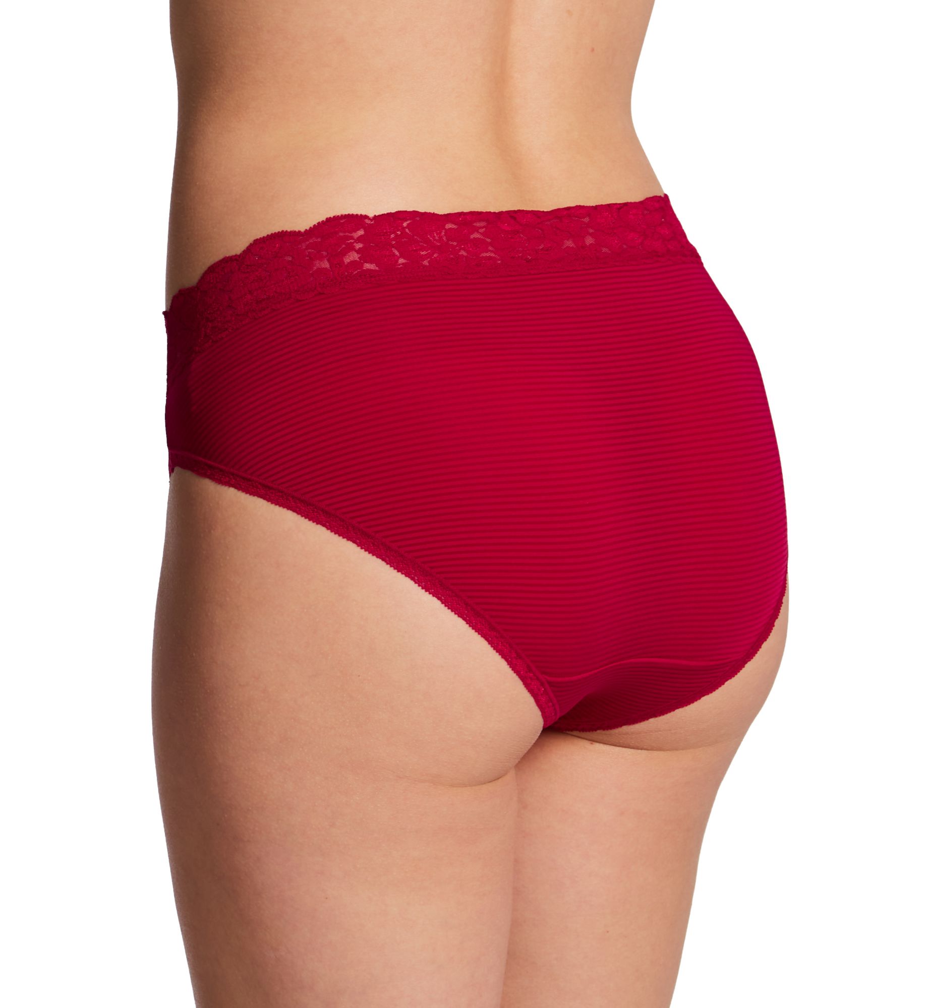 Vanity Fair Flattering Lace Ultimate Comfort Hi-Cut Panty Holly Red Stripe 7  - Image 2