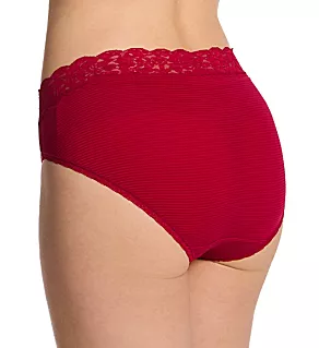 Flattering Lace Ultimate Comfort Hi-Cut Panty Legacy Red Stripe 6