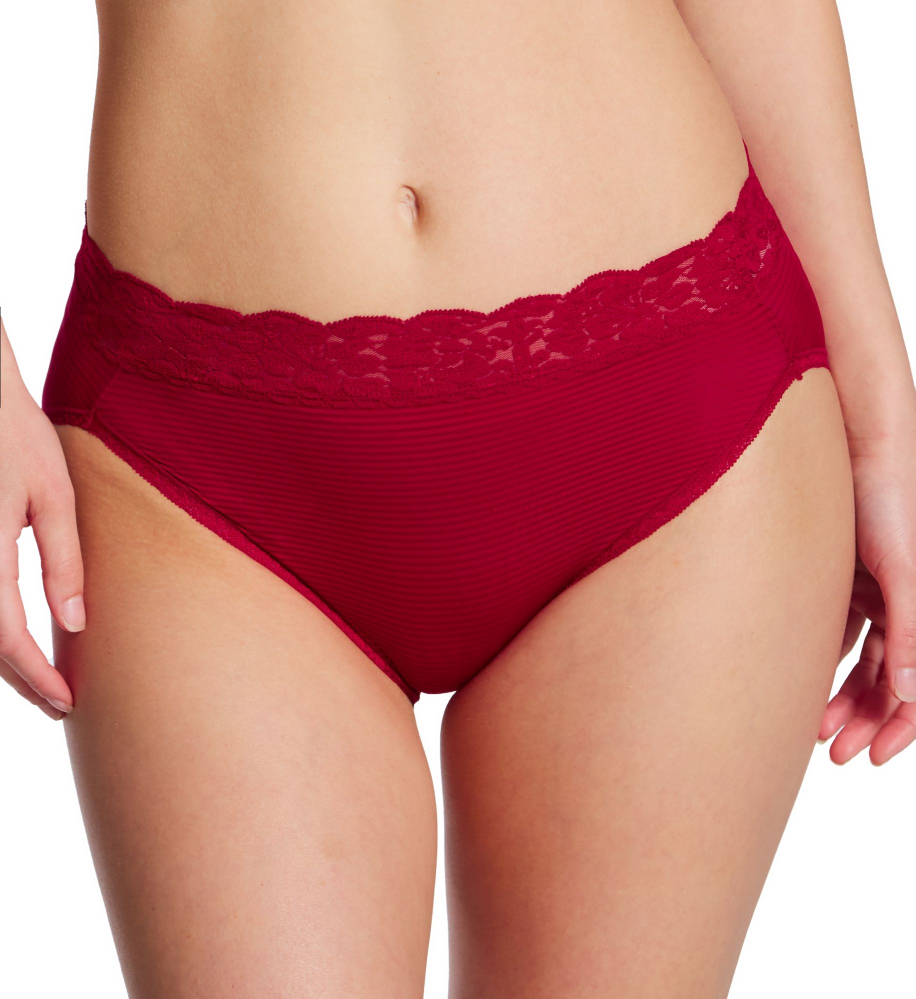 Vanity Fair Flattering Lace Ultimate Comfort Hi-Cut Panty Holly Red Stripe 7  - Image 1
