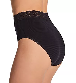 Flattering Lace Brief Panty Midnight Black Stripe 7