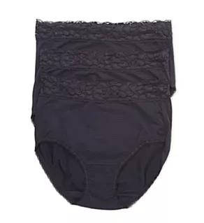Flattering Lace Brief Panty - 3 Pack Black Stripe x3 9
