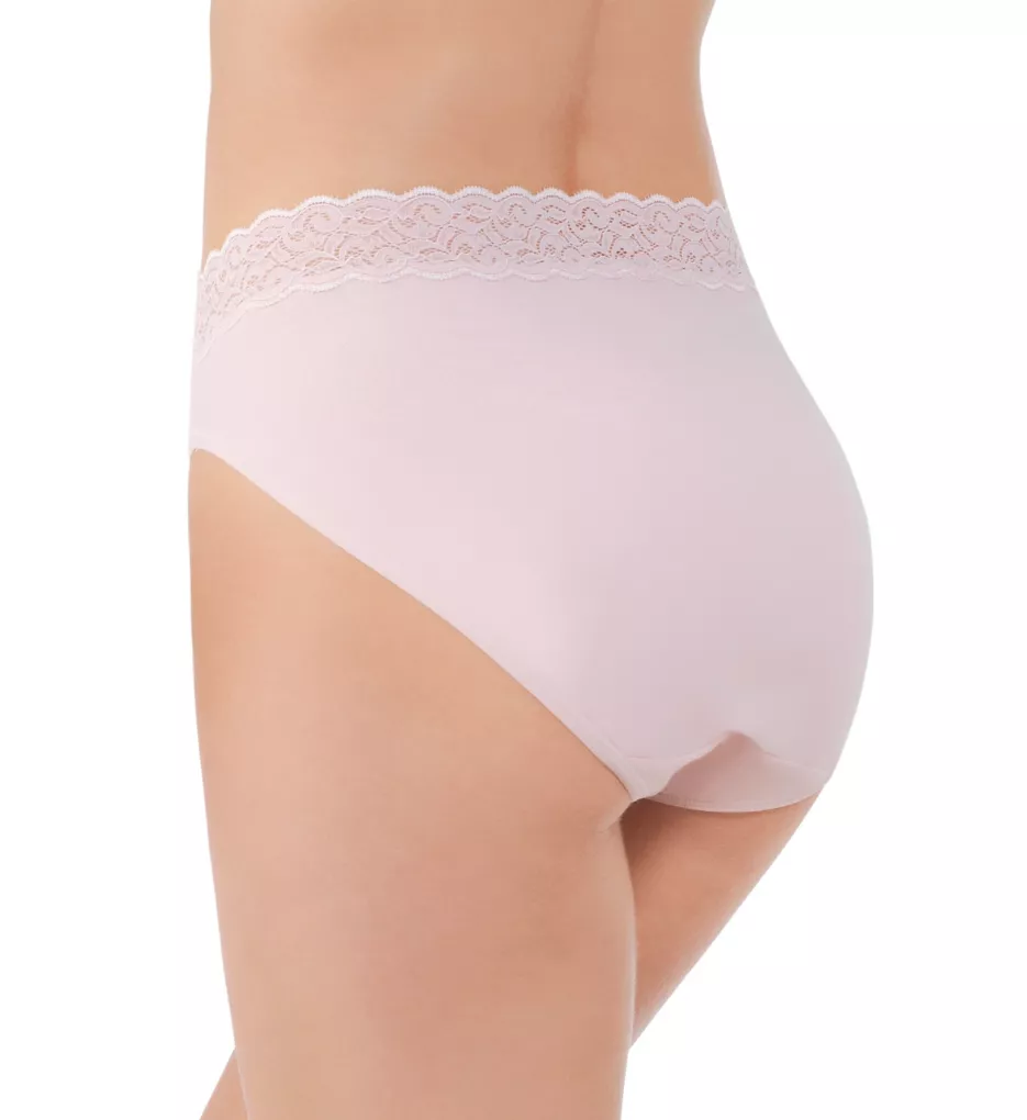 Flattering Lace Cotton Stretch Hi-Cut Brief Panty Star White 6