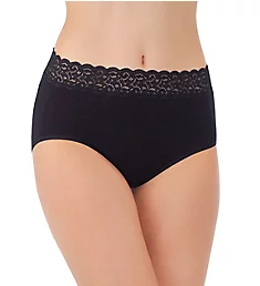 Flattering Lace Cotton Stretch Brief Panty Midnight Black 6