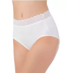 Flattering Lace Cotton Stretch Brief Panty Star White 6