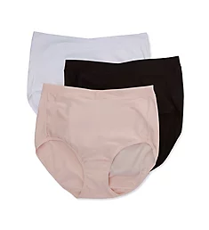 Beyond Comfort Silky Stretch Brief Panty - 3 Pack White/Quartz/Black 6