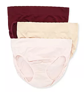 No Pinch, No Show Seamless Hi-Cut Panty - 3 Pack Maroon/Mousse/Quartz 7