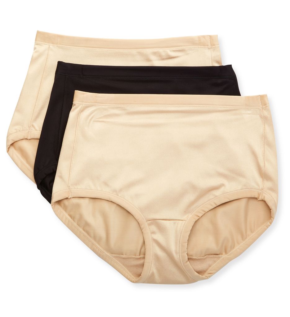 Hanes Women’s Shaping Brief Pack, 100% Cotton Lining, 2-Pack Light Beige M