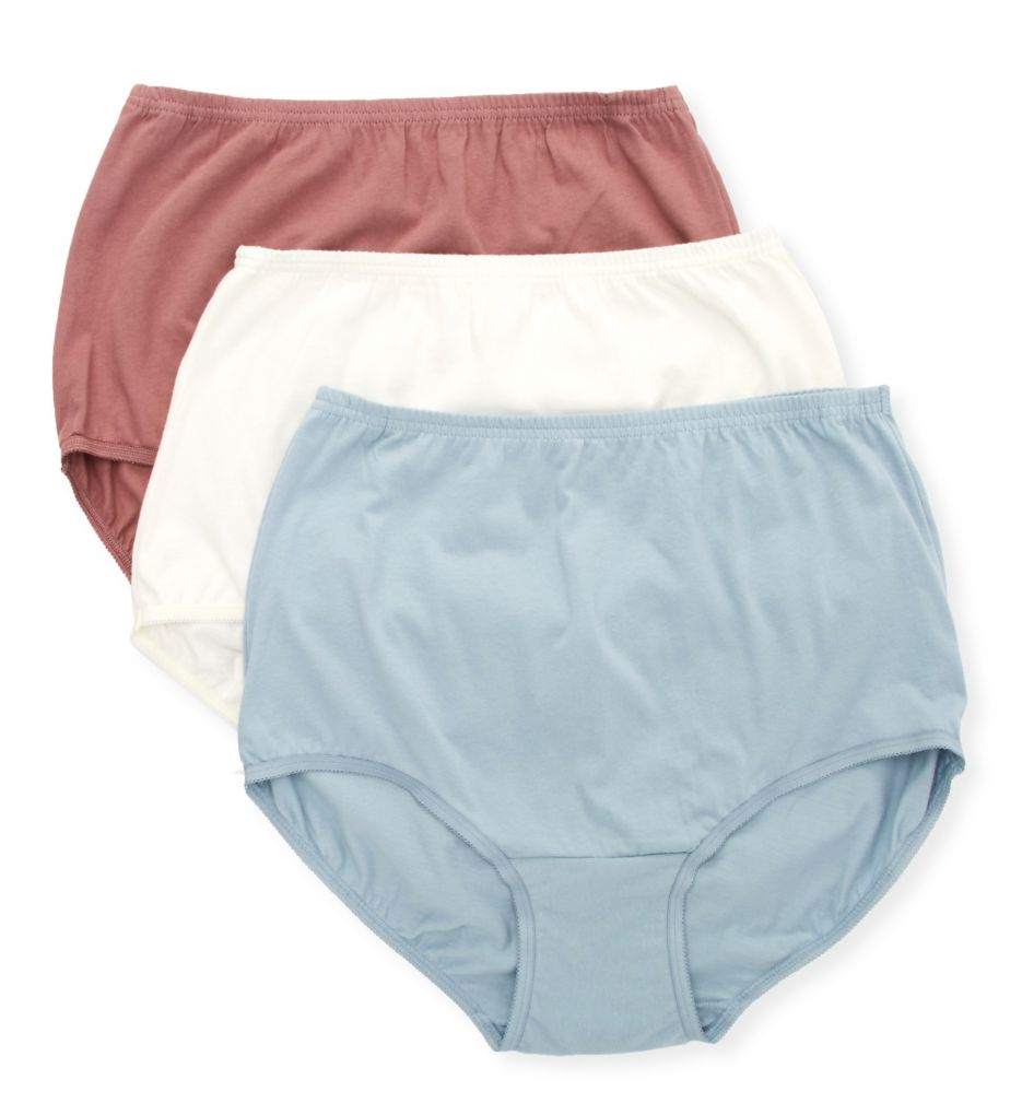 Vanity Fair Women's Tailored Cotton Brief Panty - 3 Pack in Mist/Plum/Coconut | Size 8 | HerRoom.com