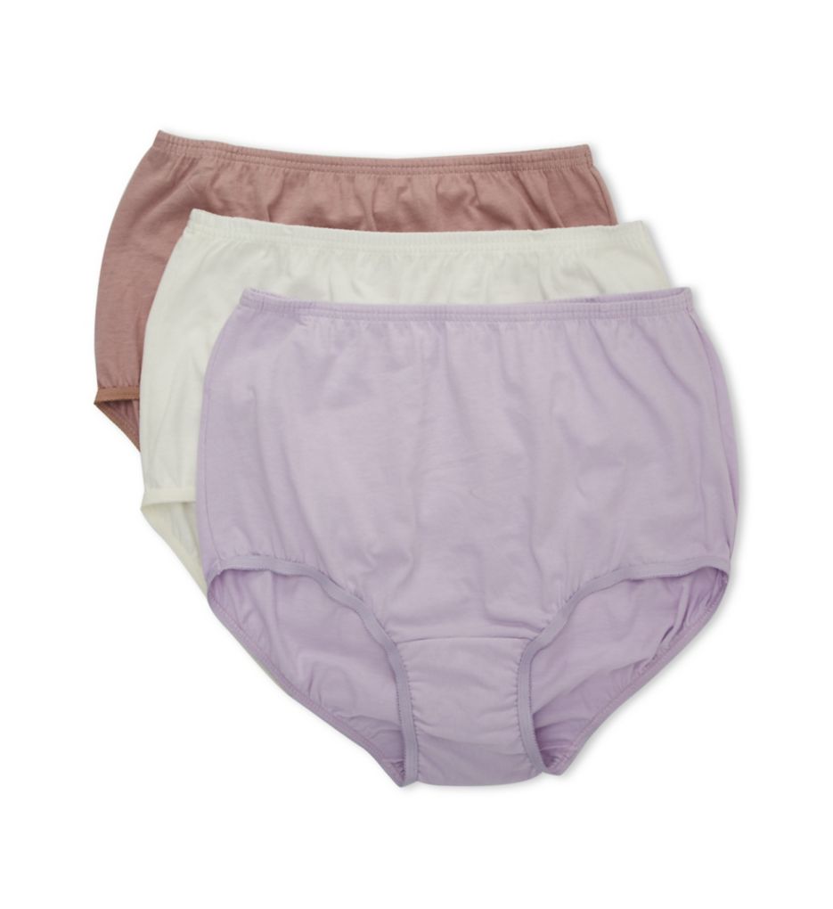 Vanity Fair Women's Tailored Cotton Brief Panty - 3 Pack in Purple | Size 9 | HerRoom.com
