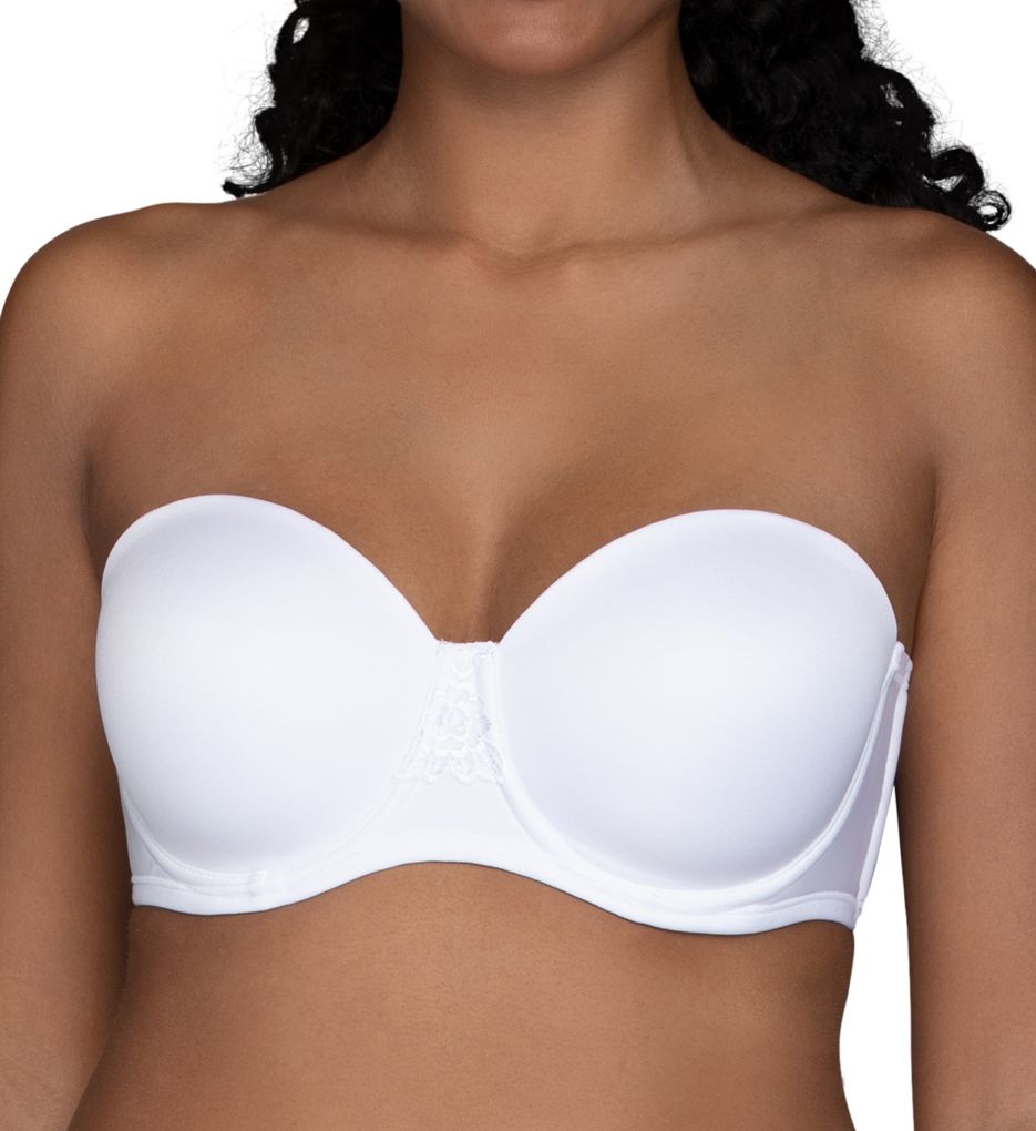  Womens Strapless Bra Silicone-Free Minimizer Bandeau Plus  Size Unlined White 42C