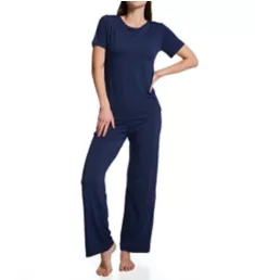 Beyond Comfort Short Sleeve PJ Set Ghost Navy Heather S