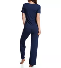 Beyond Comfort Short Sleeve PJ Set Ghost Navy Heather S