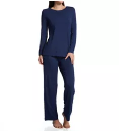 Beyond Comfort Long Sleeve PJ Set Ghost Navy Heather 2X