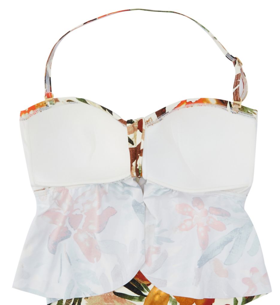 Seychelles Floral Cropped Short Sleeve Swim Top Bone XS by Vince Camuto