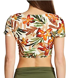 Seychelles Floral Cropped Short Sleeve Swim Top