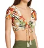 Vince Camuto Seychelles Floral Cropped Short Sleeve Swim Top V01725 - Image 1