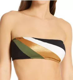 Gold Shimmer Blocked Square Neck Swim Top