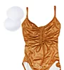 Vince Camuto Gold Shimmer Cinch Front V-Neck One Piece Swimsuit V02731 - Image 4
