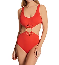 Serengeti Shades Logo Ring One Piece Swimsuit Red Sunset 6