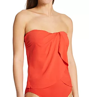 Sanremo Shades Draped Bandini Swim Top Red Sunset M