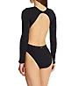 Vince Camuto Ripple Effect Rib Long Sleeve One Piece Swimsuit V69669 - Image 2
