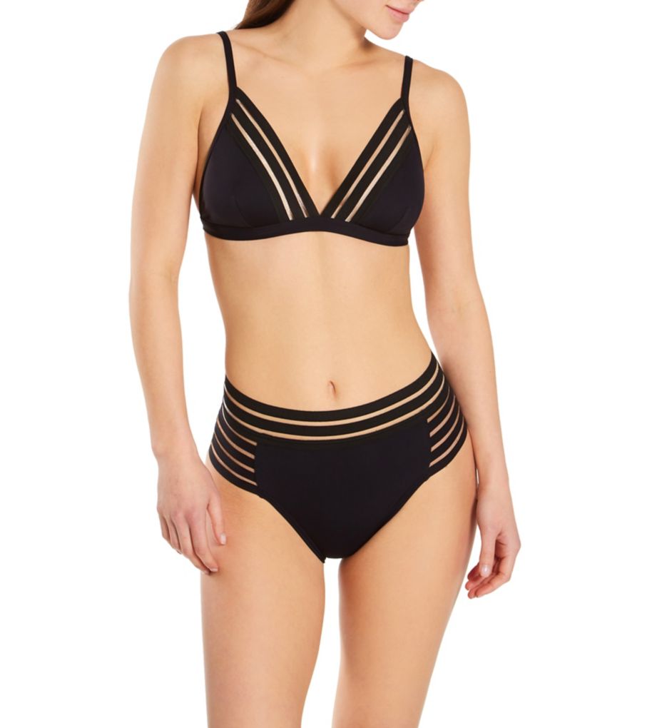 Coast Lines Mesh Elastic High Waist Swim Bottom-cs1