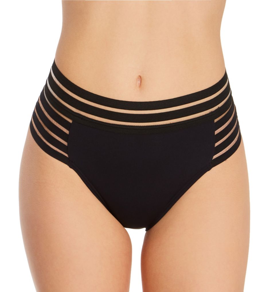 Coast Lines Mesh Elastic High Waist Swim Bottom-fs