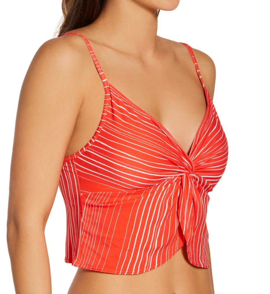 Savona Stripe Knotted Crop Tankini Swim Top