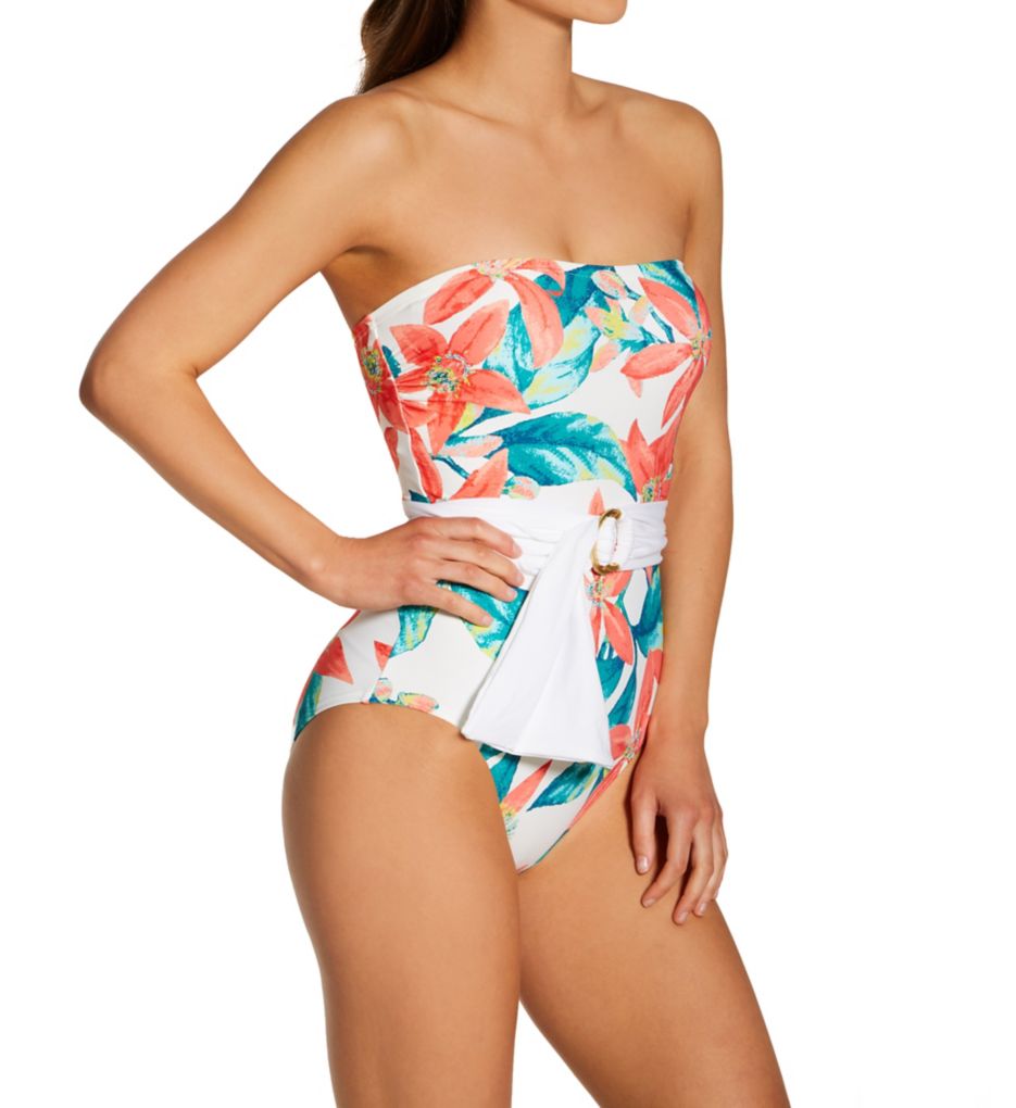 Vince Camuto Mesh Elastic Molded Cup One Piece Swimsuit - Wild Oleander