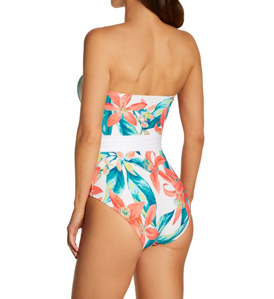 Wild Oleander Belted Bandeau One Piece Swimsuit White 12 by Vince