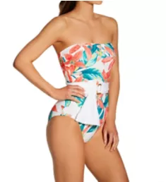 Wild Oleander Belted Bandeau One Piece Swimsuit