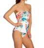 Vince Camuto Wild Oleander Belted Bandeau One Piece Swimsuit V83679