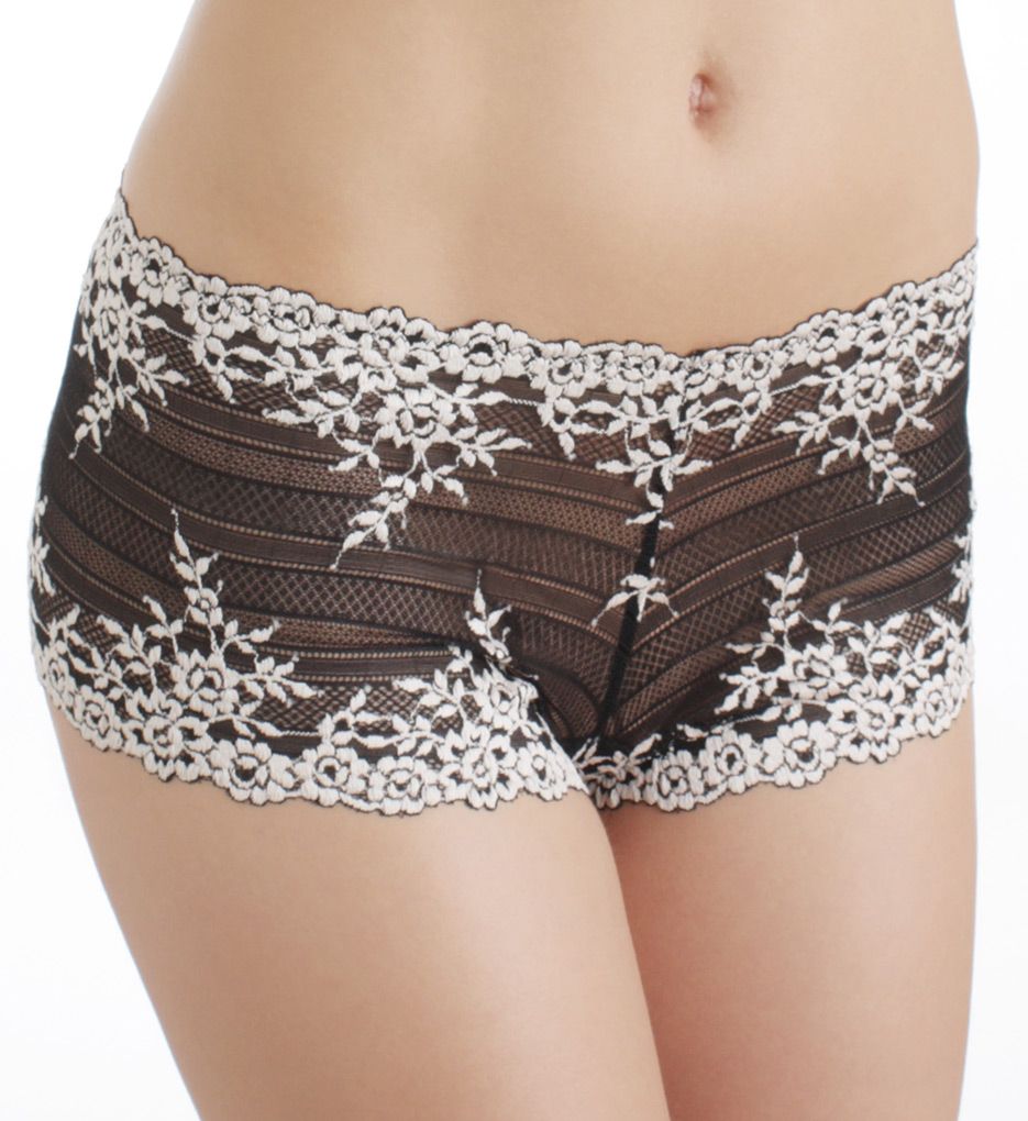 Wacoal Women's Embrace Lace Boyshort Panty in Black | Size 5 | HerRoom.com