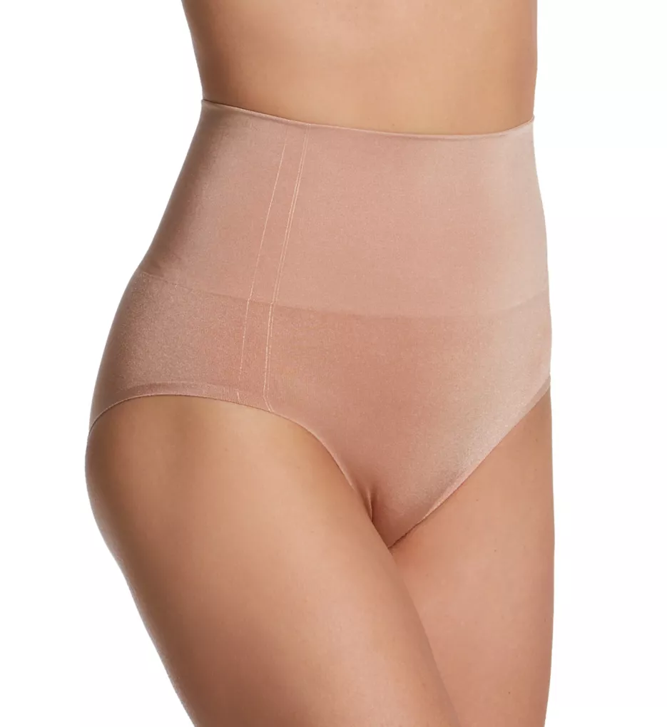 HIGH WAISTED SHIMMERING SILKY SATINY SPANDEX PANTY GIRDLE SHAPER S