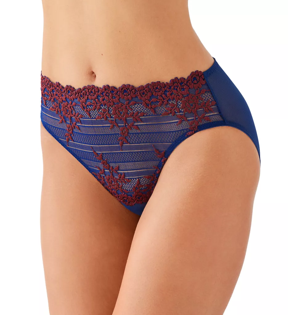 Embrace Lace Hi Cut Brief Panty Blue Depths/Cordovan S