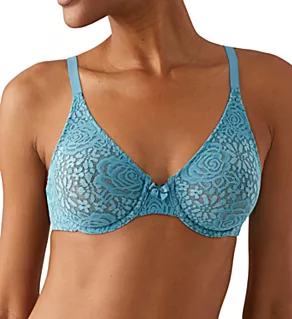 Halo Lace Molded Underwire Bra with J-Hook Adriatic Blue 36C