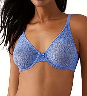 Halo Lace Molded Underwire Bra with J-Hook Blue Hydrangea 32C
