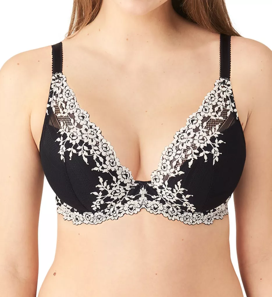 NWT Wacoal Embrace Lace Black Nude Floral Full Coverage Stretch Cup UW Bra  65191