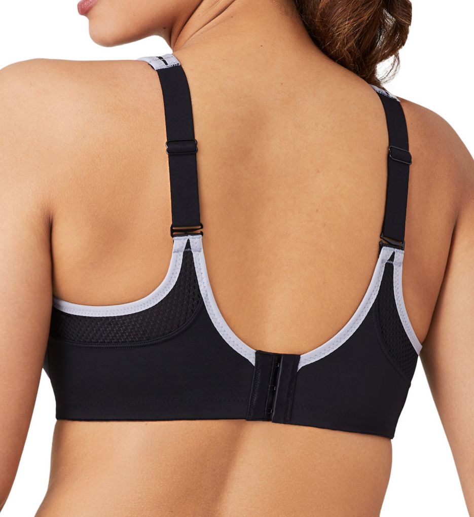 Geometric White & Gray precision padded sports bra for extra comfort.