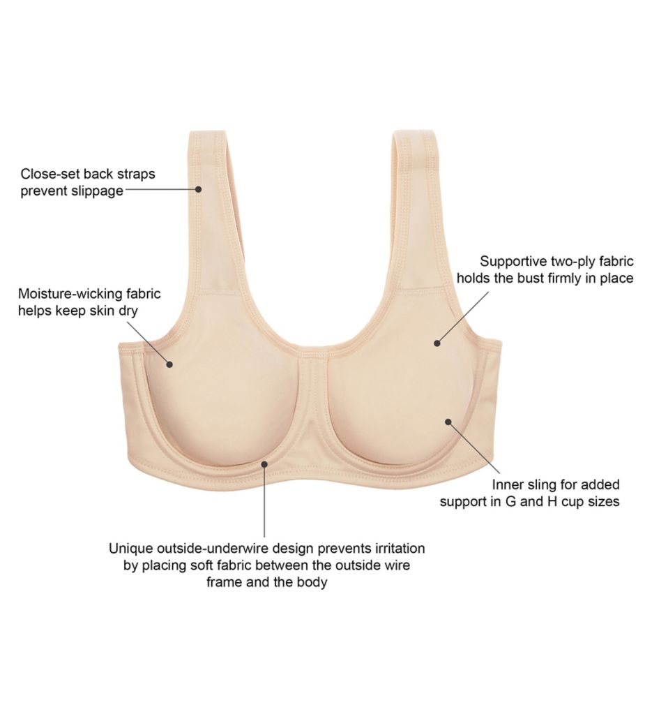 Wacoal 855170 Sports Underwire Bra 34 C Natural Nude 34c for sale