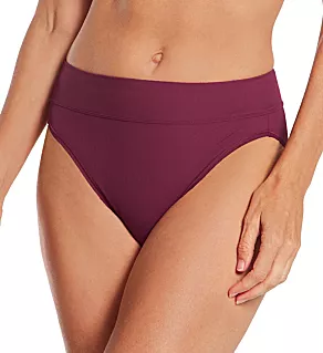 No Pinch, No Problem Micro Rib Hi Cut Panty Burgundy M