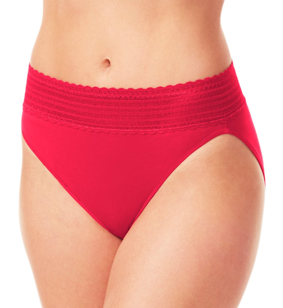Warner's - Warner's 5109J No Pinching. No Problems. Hi-Cut Brief with Lace (Classic Red L)