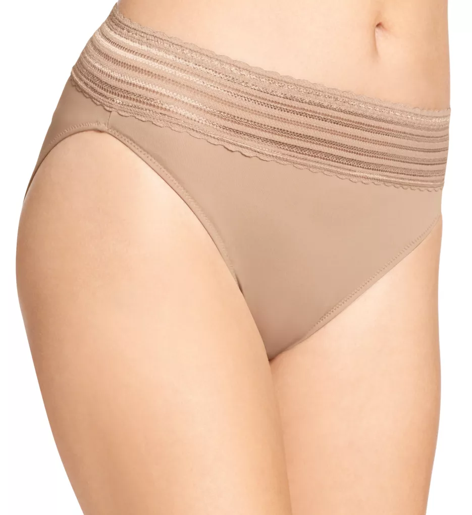 No Pinching. No Problems. Hi-Cut Brief with Lace Toasted Almond S