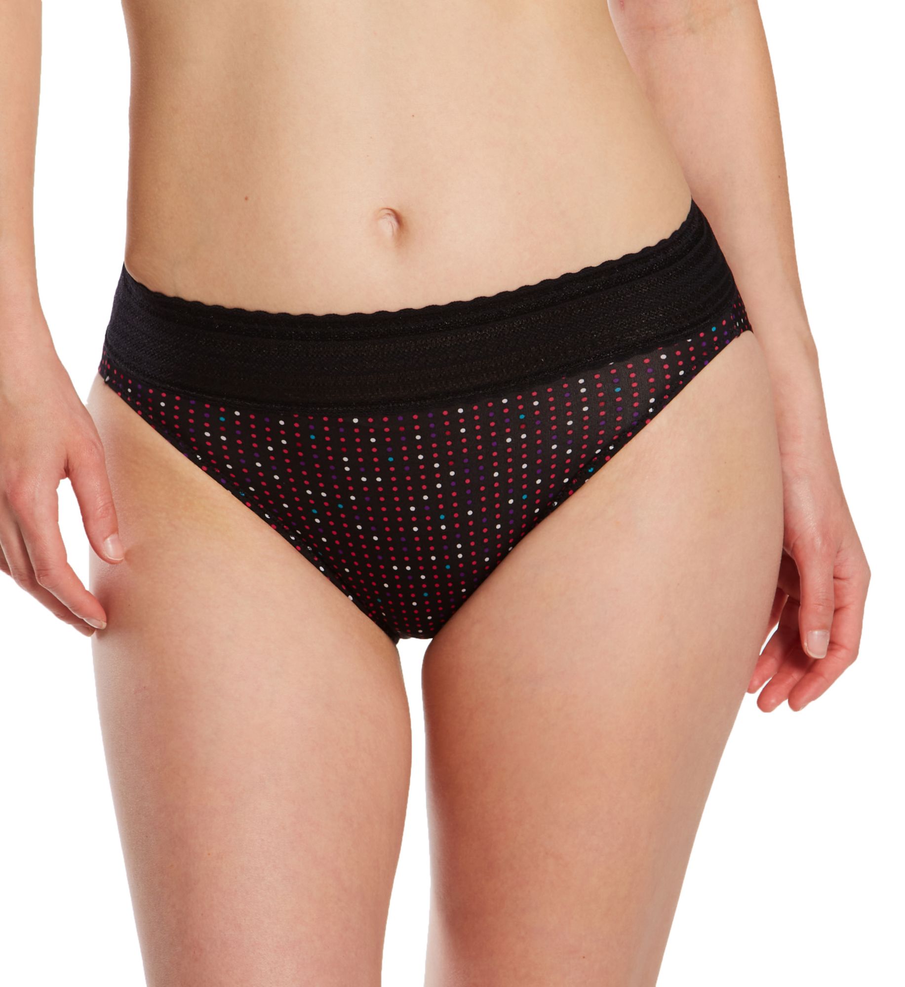 Warner's No Pinching. No Problems. Hi-Cut Brief with Lace Black Sparkle Dot M  - Image 1