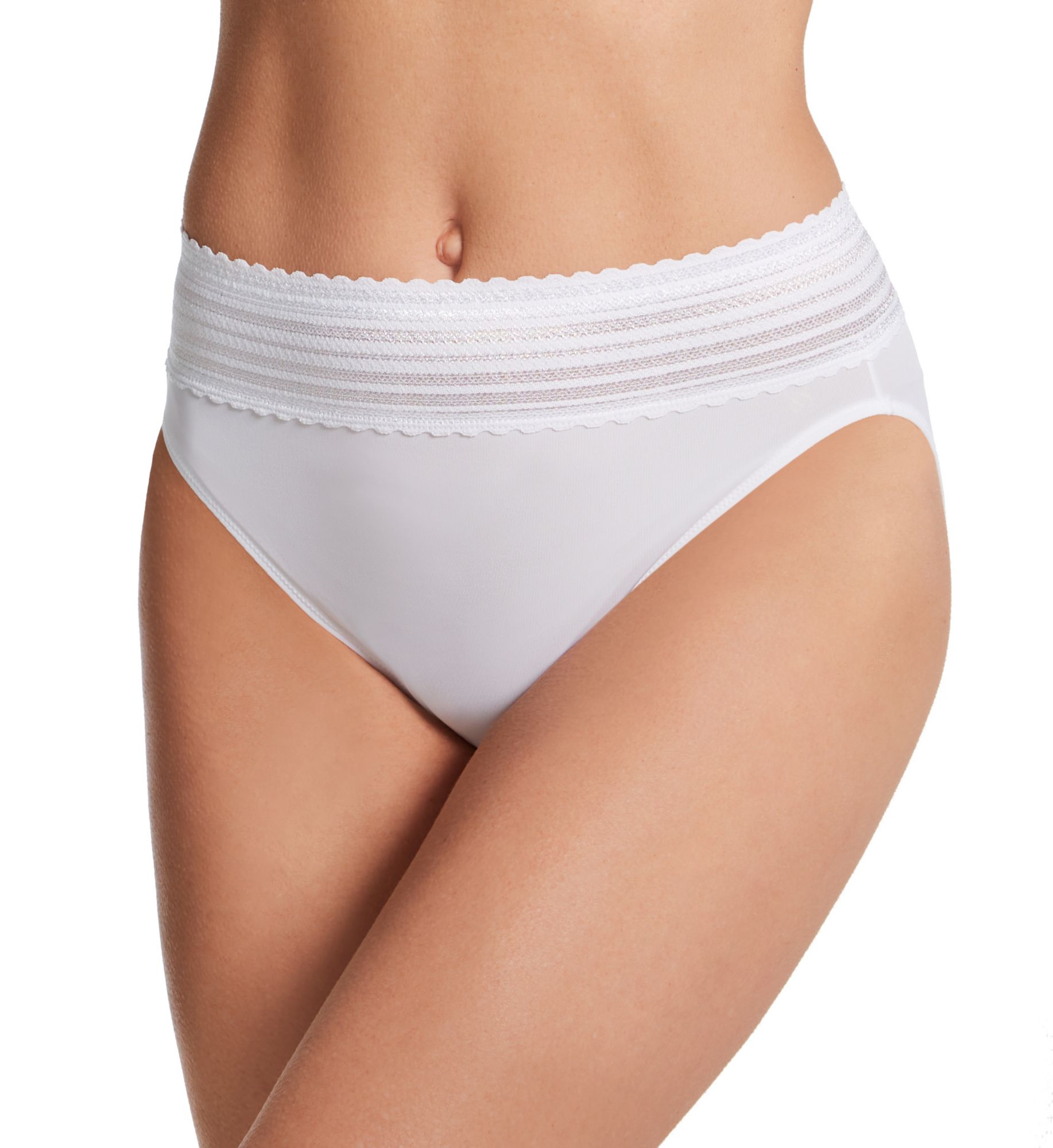 Warner's No Pinching. No Problems. Hi-Cut Brief with Lace White M  - Image 1