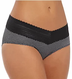 No Pinching. No Problems. Hipster with Lace Panty Black White Pindot S