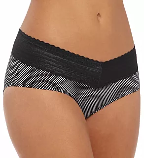 No Pinching. No Problems. Hipster with Lace Panty Black White Pindot 2X