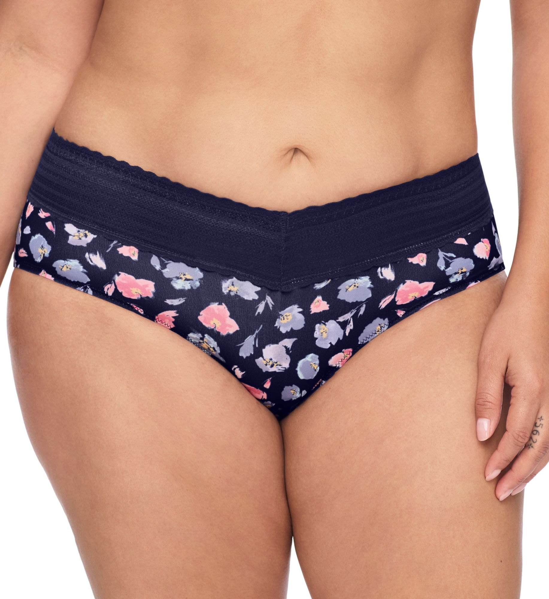 Warner's No Pinching. No Problems. Hipster with Lace Panty Eve Blue Lucky Floral M  - Image 1