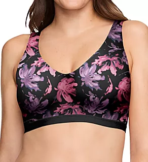 Cloud 9 Smooth Comfort Contour Wireless Bra Black Painted Blooms M