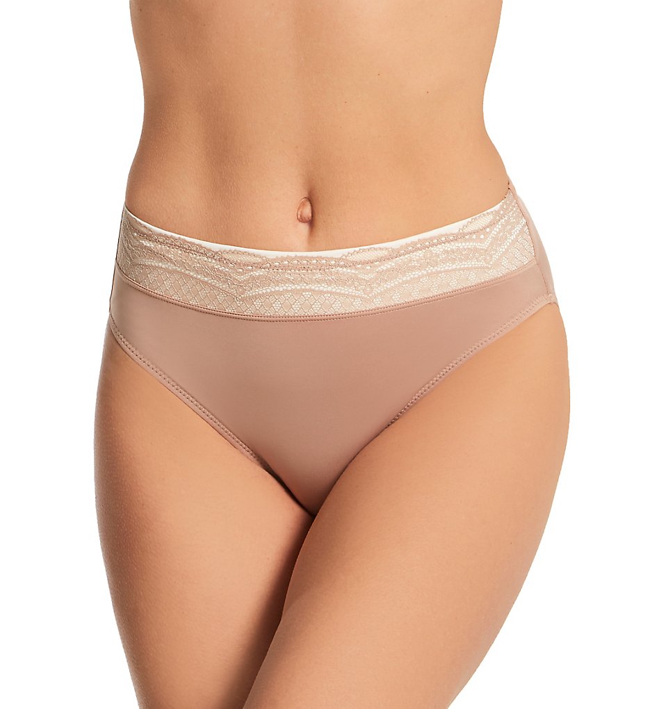 Warner's >> Warner's RT7401P No Pinching. No Problems. Hi-Cut Panty with Lace (ToastedAlmond/Gardenia S)